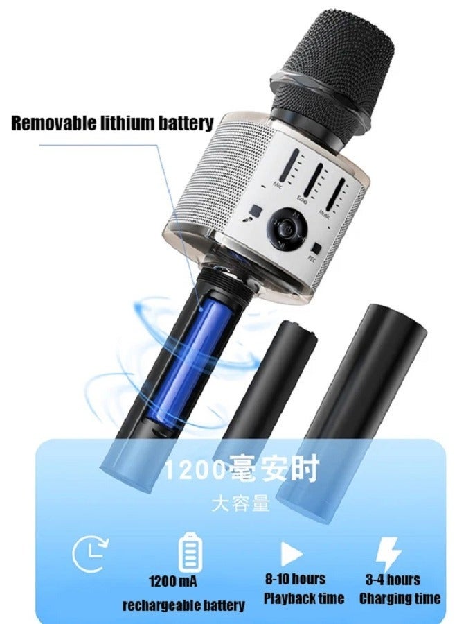 Melody Magic Unleashed: Portable Handheld Rechargeable Karaoke Microphone with Wireless Bluetooth Connectivity and Stereo Sound - Perfect for Home Celebrations and Birthday Parties - Image 1