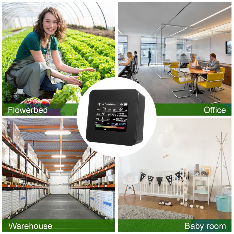 Air Quality Monitor 14-In-1 Black - 2.8Inch TFT Display With Backlight Air Quality Detector for Home Indoor Remote Monitoring - Image 4