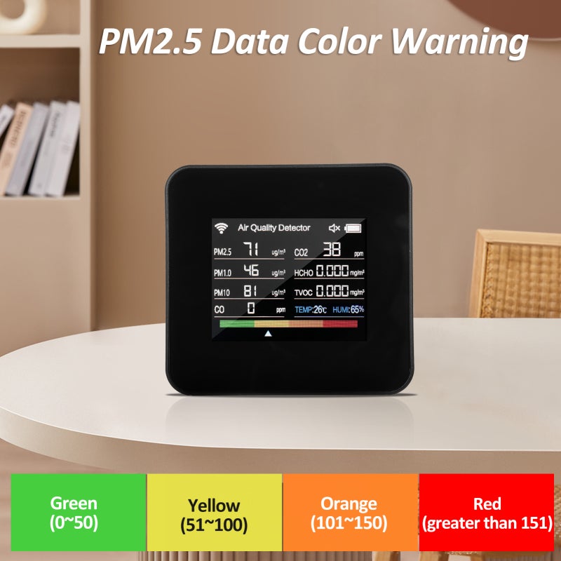 Air Quality Monitor 14-In-1 Black - 2.8Inch TFT Display With Backlight Air Quality Detector for Home Indoor Remote Monitoring - Image 5