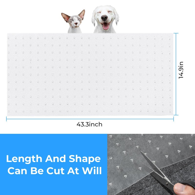 THAMIAO Carpet Protector for cat Dog Anti Scratch Under Door Cat Scratch Protector Mat from Scratching Easy to Cut Non Slip Plastic Carpet Scratch Stopper Cat Scratch Guard Carpet 3.6FT(Clear, 1pcs) - Image 2