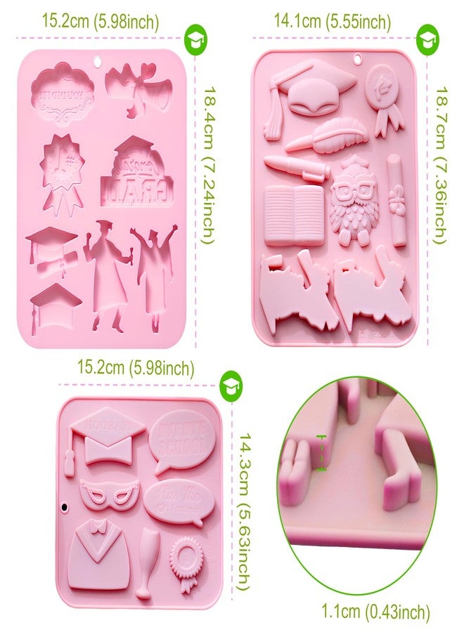 LLPMutu 3 PCS Graduation Silicone Molds Graduation Theme Silicone Chocolate Molds Graduation Cap Mold Diploma Owl Pens Books Scroll Cheering Doctoral Cap Congrats Grad Chocolate Mould for Grad Party Supplies - Image 4