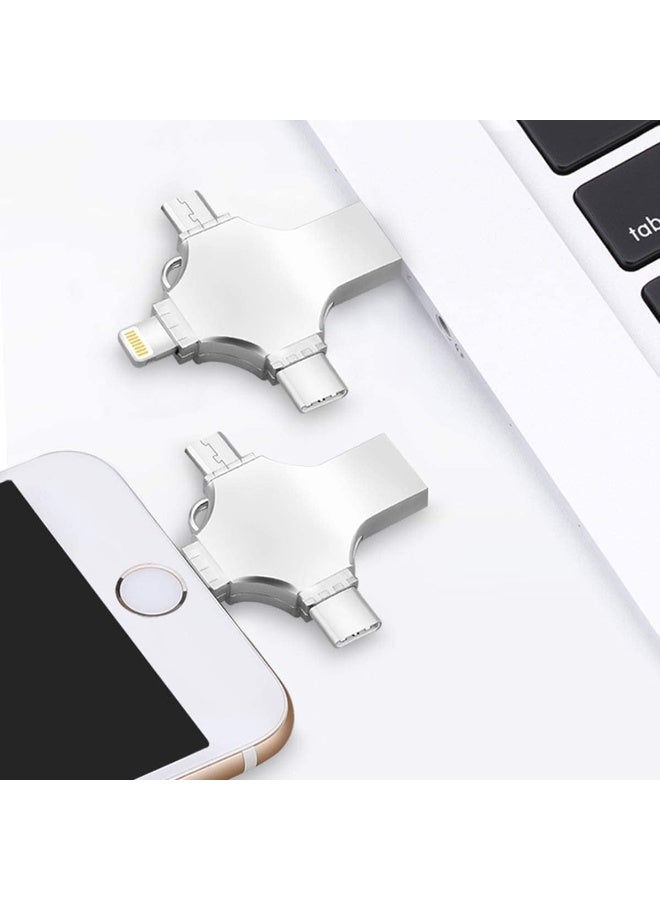 ELTRAZONE High-Speed 4-in-1 OTG USB Flash Drive 16GB – Type-C, Lightning, Micro USB & USB 3.0 Memory Stick Compatible with iPhone, Android, iPad & PC – Portable Data Storage Pen Drive - Image 1
