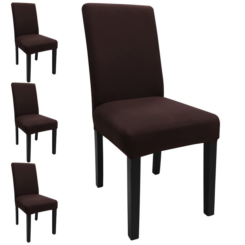 Keyroal Dining Room Chair Covers Set of 4  Stretch Solid Color Parsons Chair Slipcovers Spandex Removable Washable Kitchen Chair Protector Cover for Dining Room  Hotel  Ceremony(Coffee) - Image 1
