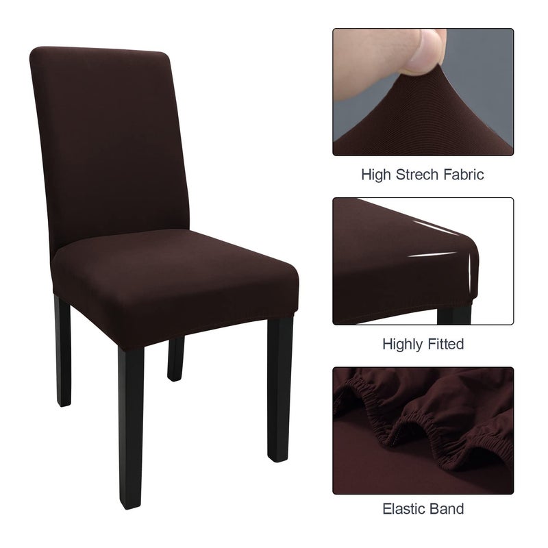 Keyroal Dining Room Chair Covers Set of 4  Stretch Solid Color Parsons Chair Slipcovers Spandex Removable Washable Kitchen Chair Protector Cover for Dining Room  Hotel  Ceremony(Coffee) - Image 4