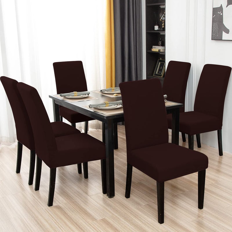 Keyroal Dining Room Chair Covers Set of 4  Stretch Solid Color Parsons Chair Slipcovers Spandex Removable Washable Kitchen Chair Protector Cover for Dining Room  Hotel  Ceremony(Coffee) - Image 2