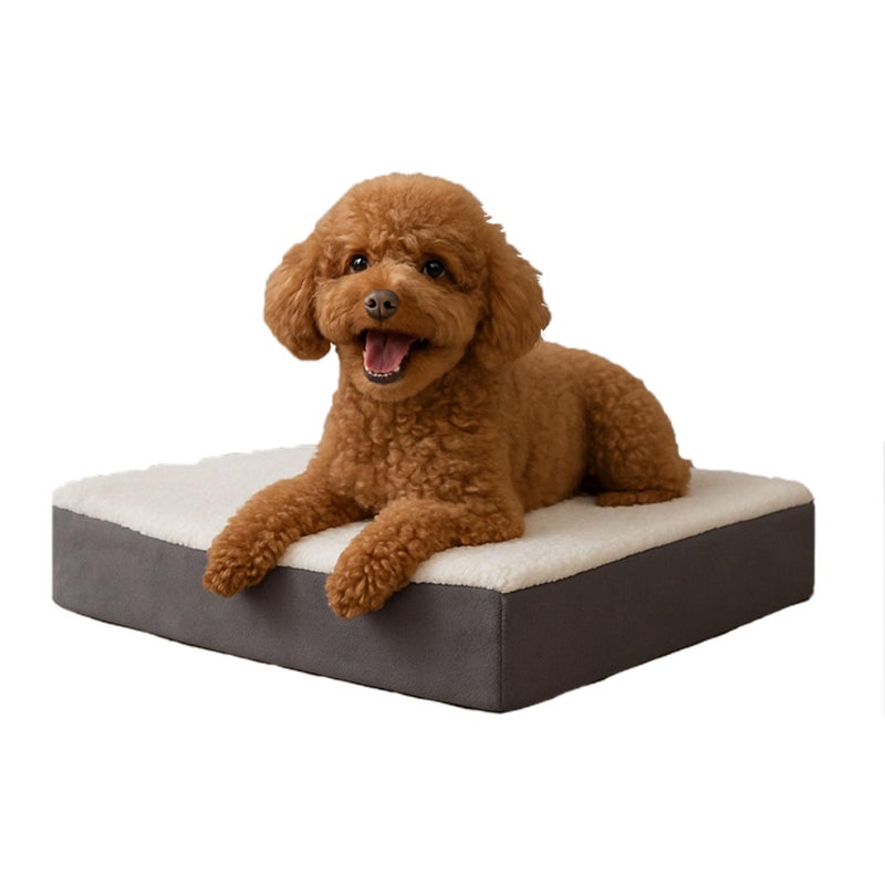 PETMAKER Orthopedic Dog Bed 2Layer Memory Foam Crate Mat with Machine Washable Sherpa Cover 20x15 Pet Bed for Small Dogs Up to 20lbs by PETMAKER Gray - Image 2