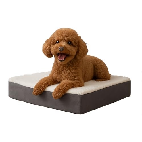 PETMAKER Orthopedic Dog Bed 2Layer Memory Foam Crate Mat with Machine Washable Sherpa Cover 20x15 Pet Bed for Small Dogs Up to 20lbs by PETMAKER Gray - Image 1