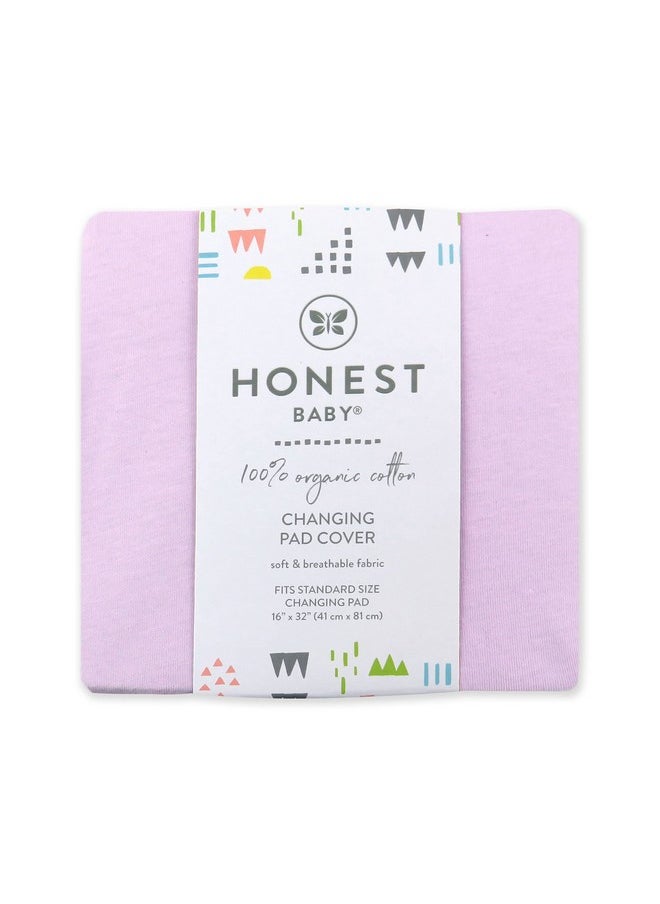 HonestBaby - Girls Organic Cotton Changing Pad Cover Lavender One Size - Image 1