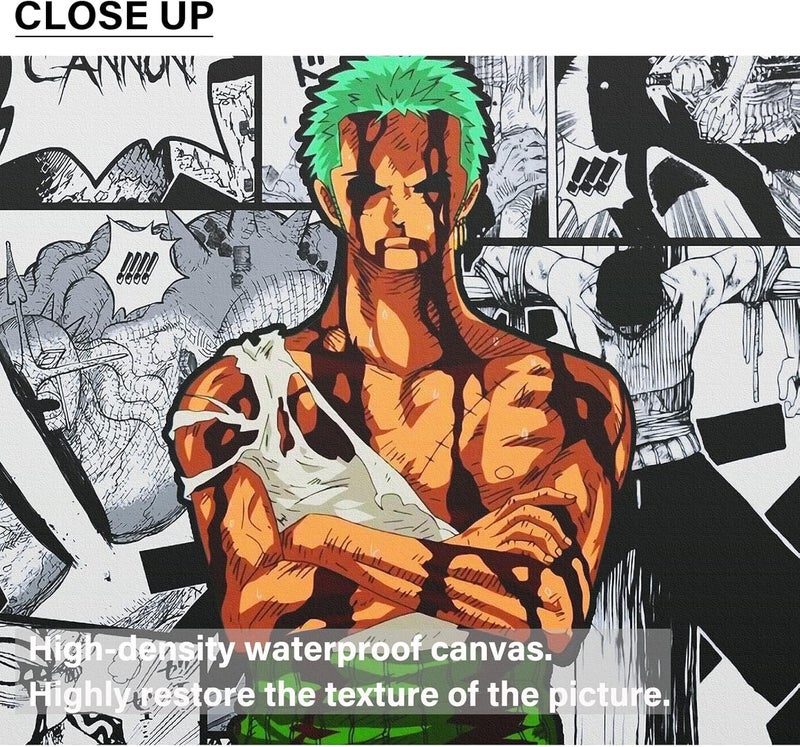 Home Trove Home trove Anime Poster HD 5 Piece Canvas Wall Art Roronoa Zoro Print Painting Picture Artwork for Home Room Decoration Boy Gift 60x32inch,Unframed - Image 4