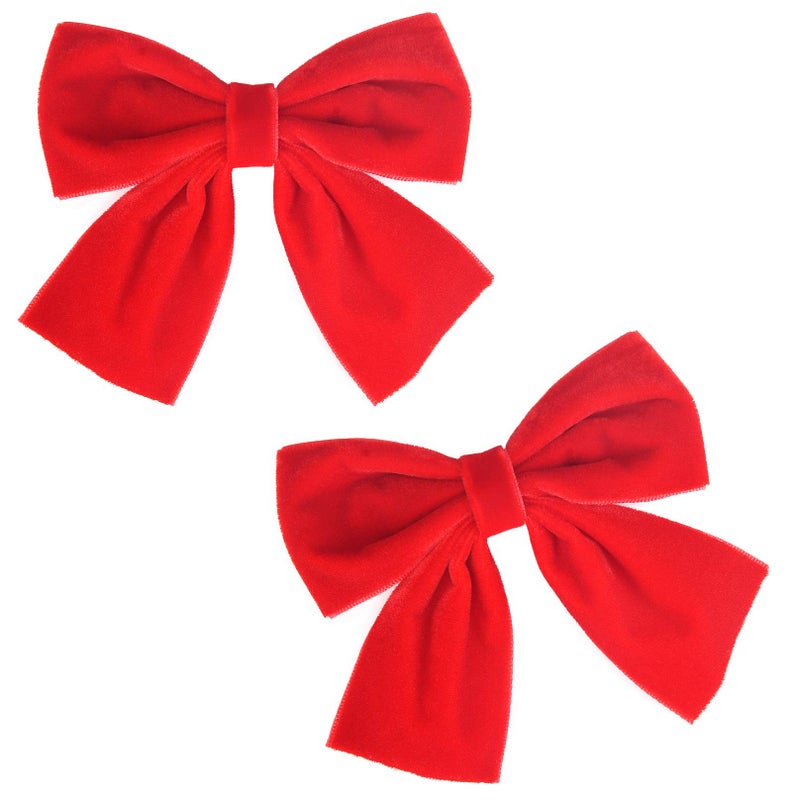 DEEKA 2 PCS 4 Handmade Velvet Hair Bows Alligator Clips Hair Accessories for Little Teen Toddler Girls Kids Set of 2 Red