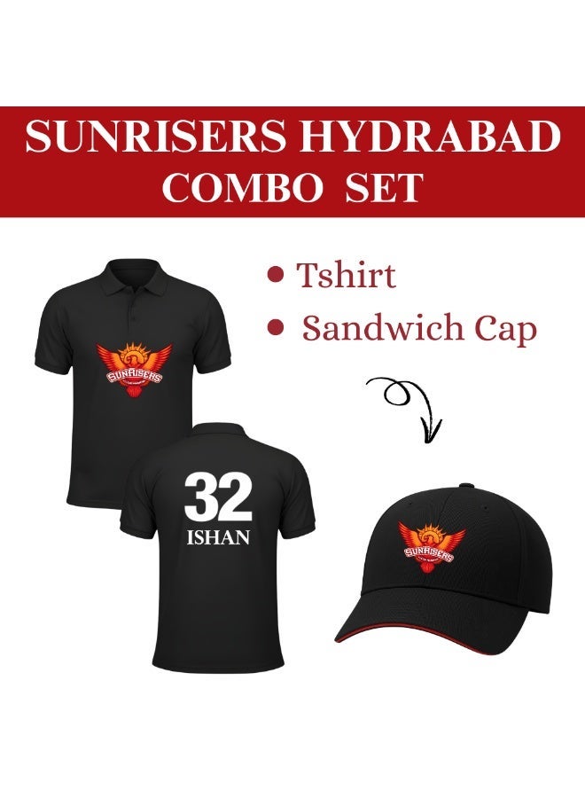 Hyderabad Cricket Men's Dry-Fit Polo Neck T-Shirt|Tshirt With Cap|Soft&Breathable Sportswear For Cricket Lovers|Wear It For Games - Image 3