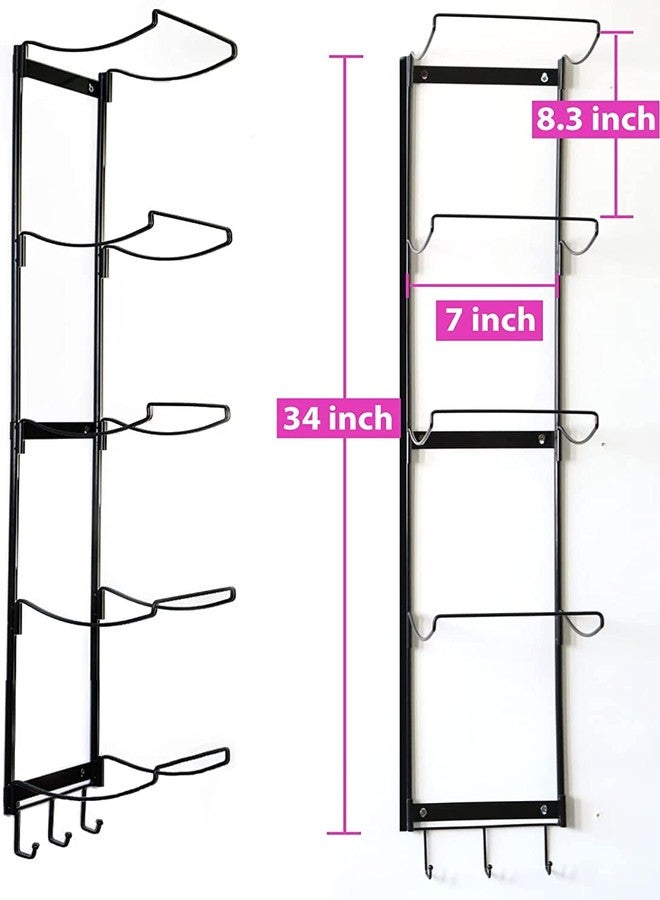 MRZZATA 5-Tiers Yoga Mat Holder Wall Mount, Metal Storage Rack for Yoga Mat/Wheels, Foam Roller and Block etcs, Wall Rack Organizer with 3-Hooks for Hanging Stretching Strap & Resistance Bands - Image 4