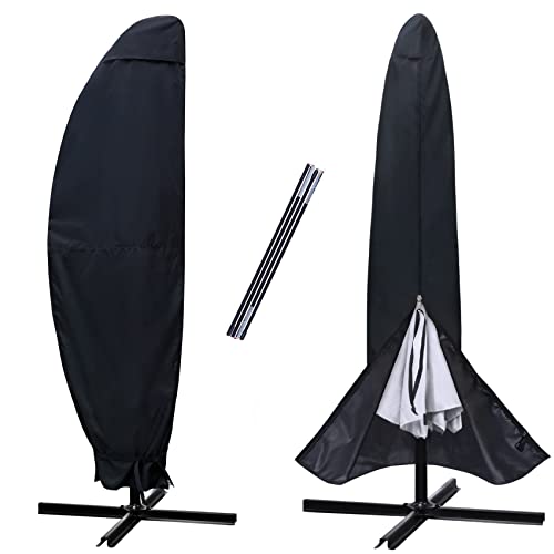 NettyPro Patio Umbrella Cover Outdoor Waterproof Cantilever Parasol Banana Umbrella Cover Fits 10ft to 11ft Black - Image 1