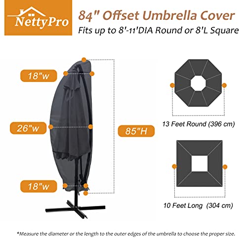 NettyPro Patio Umbrella Cover Outdoor Waterproof Cantilever Parasol Banana Umbrella Cover Fits 10ft to 11ft Black - Image 3