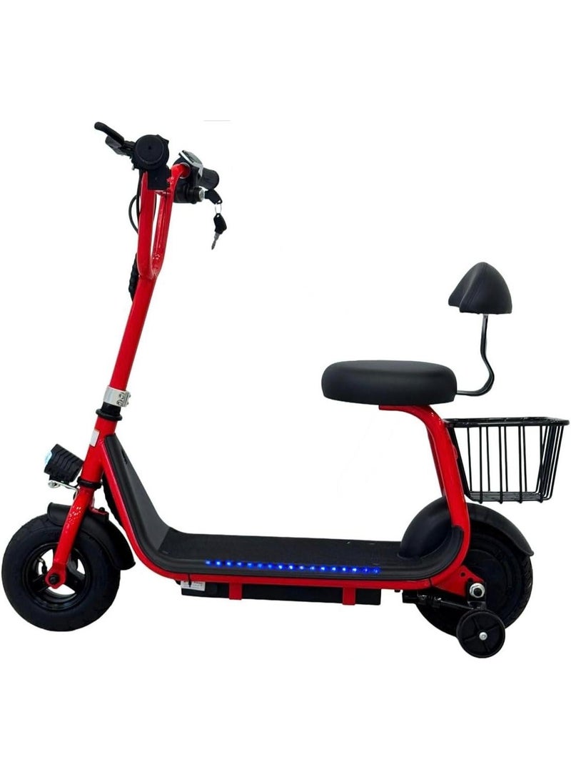 Aster Adult Electric Seated Scooter with Rear Basket & Comfort Backrest – LED Deck Lights - Image 1