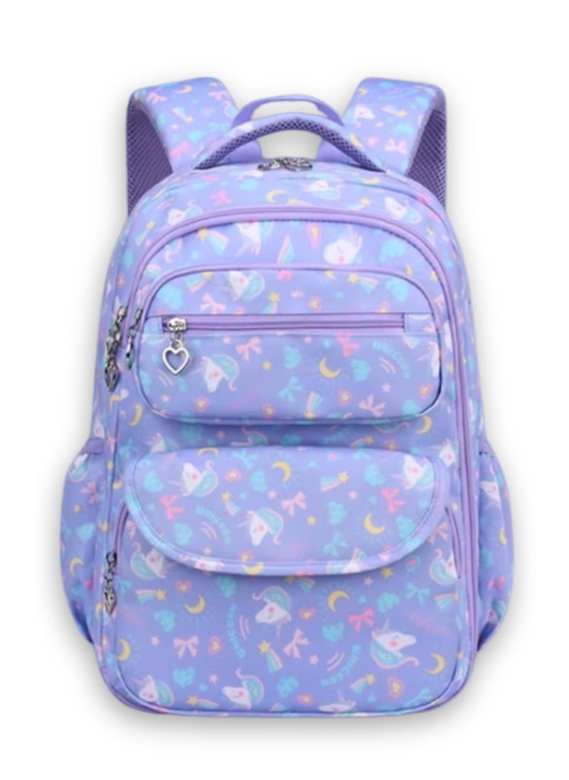 SamoDani School Backpack for Girls, Unicorn Design, Large Size, Multiple Pockets, for Colleges, Elementary, Primary Schools, Grade 1-10 and Teenagers  - Image 1