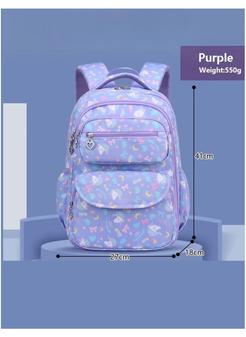 SamoDani School Backpack for Girls, Unicorn Design, Large Size, Multiple Pockets, for Colleges, Elementary, Primary Schools, Grade 1-10 and Teenagers  - Image 2