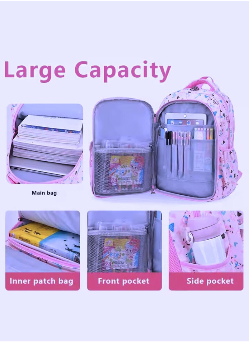 SamoDani School Backpack for Girls, Unicorn Design, Large Size, Multiple Pockets, for Colleges, Elementary, Primary Schools, Grade 1-10 and Teenagers  - Image 3