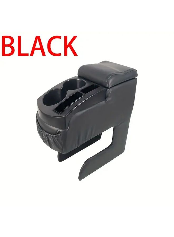 Upgraded Universal Car Armrest Box With Cup Holder Storage Compartment And Top Cover Cushion Controller Organizer For Sedan Truck SUV Van Most Vehicles Fit Black - Image 5