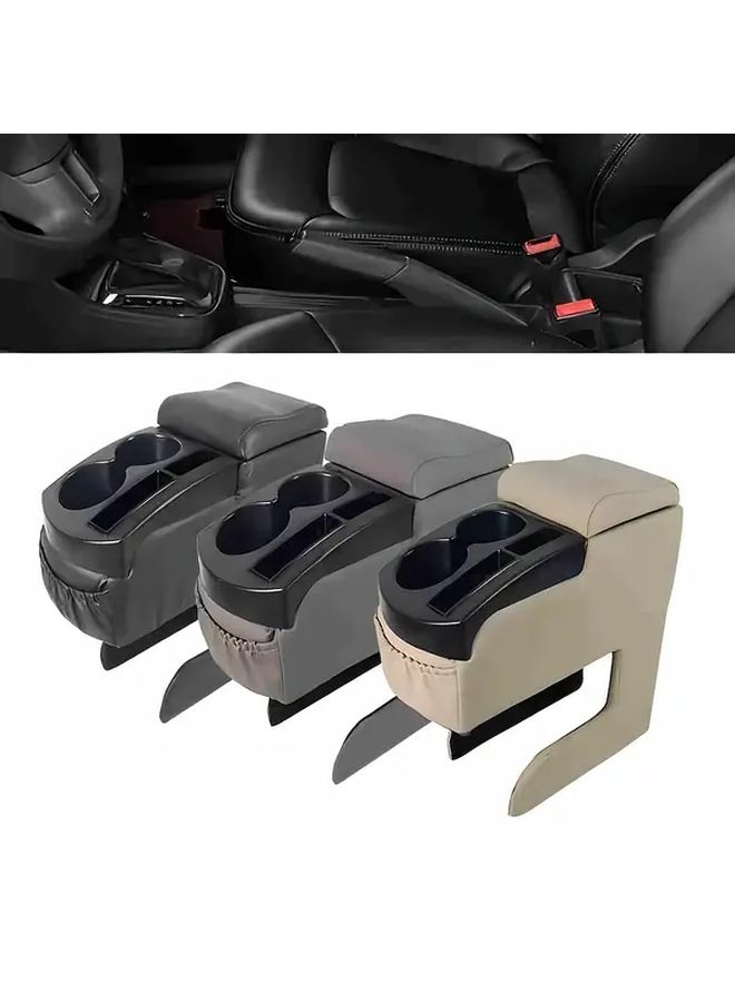 Upgraded Universal Car Armrest Box With Cup Holder Storage Compartment And Top Cover Cushion Controller Organizer For Sedan Truck SUV Van Most Vehicles Fit Black - Image 4