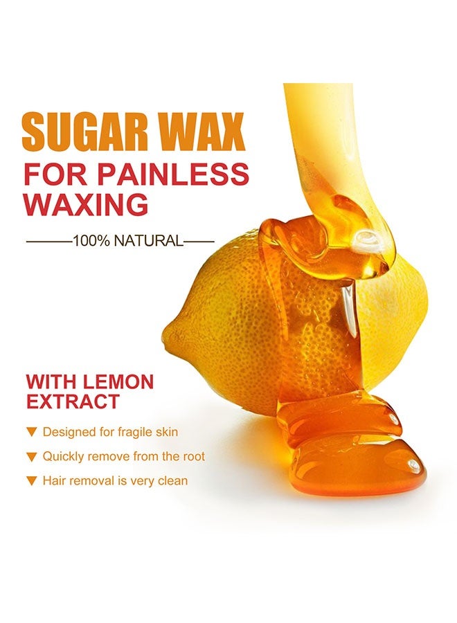 سوماكس طقم شمع السكر لإزالة الشعر، شمع طبيعي بدون حرارة للوجه، الساقين، الجسم، منطقة البكيني والحواجب، تركيبة لطيفة للبشرة الحساسة، لجميع مناطق الجسم، 50 جرام - Image 3
