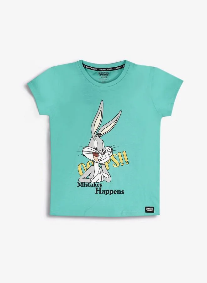 Looney Tunes Graphic Print Round Neck Fashion T-shirt