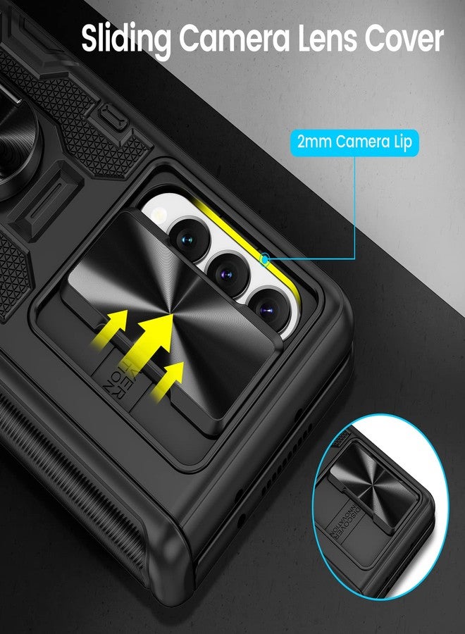 فيجو جراب VEGO لهاتف Galaxy Z Fold 3 مع غطاء للكاميرا، وغطاء حماية للمفصل مع واقي للشاشة الأمامية وحامل مغناطيسي دائري 360 درجة، غطاء حماية متين لهاتف Samsung Galaxy Z Fold 3 - أسود منتصف الليل - Image 3