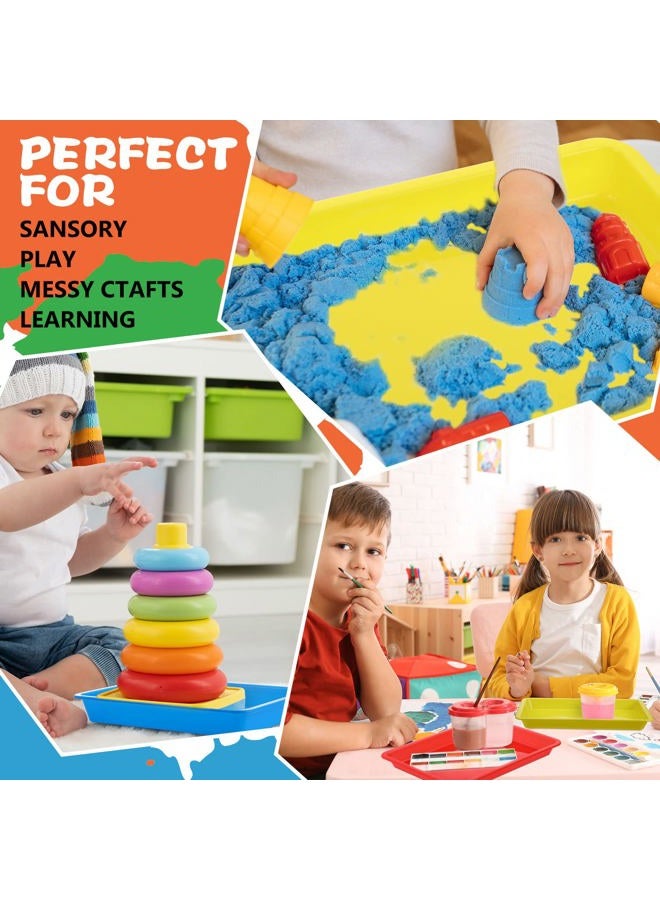 Jetec 12 Pieces Kid Activity Plastic Tray Multipurpose Art and Crafts Organizer Tray Plastic Serving Trays for Slime and Sensory Toys, Beads, Painting, DIY Projects, Fun Home Activities - Image 5