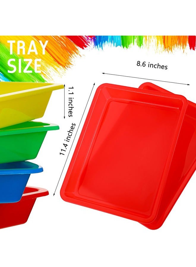 Jetec 12 Pieces Kid Activity Plastic Tray Multipurpose Art and Crafts Organizer Tray Plastic Serving Trays for Slime and Sensory Toys, Beads, Painting, DIY Projects, Fun Home Activities - Image 2