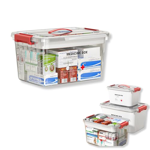 KREPS® Plastic Medicine Box, Medical First Aid Multi-Purpose Storage Organizer, Emergency Kit, Availbale in Multiple Size (TRANSPARENT, MEDIUM) - Image 1