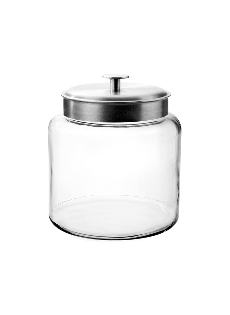 Anchor Hocking Anchor Hocking 15 Gallon Montana Glass Jar with Lid 2 piece brushed metal dishwasher safe 