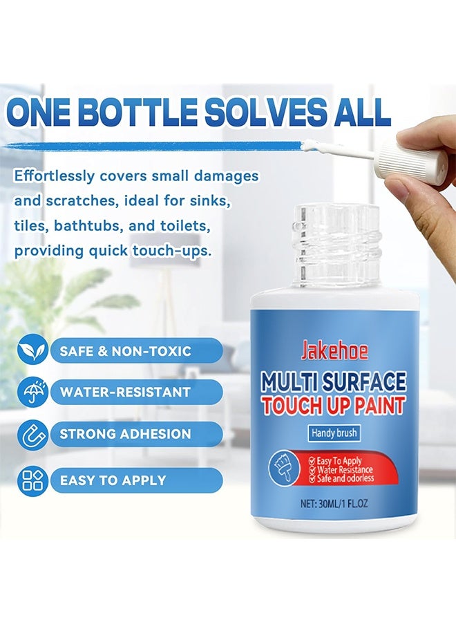 Jakehoe طلاء إصلاح متعدد الأسطح، طلاء لمسة بيضاء، قلم طلاء إصلاح متعدد الأسطح، إصلاح سريع لرقائق المنزل الصغيرة، الجدران، الخشب، طلاء الإيناميل الساتان الداخلي والخارجي 30 مل - Image 4