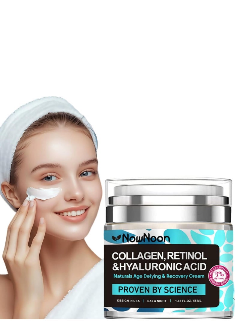 NowNoon Retinol  collagen day cream night cream, face and neck anti-aging nourishing cream, women's anti-wrinkle moisturizer, face lift, firming, repair moisturizer 55ml - Image 1