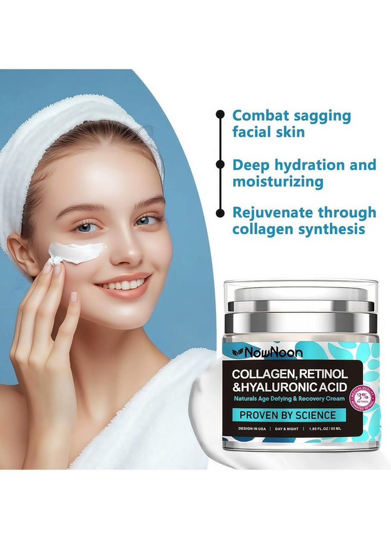NowNoon Retinol  collagen day cream night cream, face and neck anti-aging nourishing cream, women's anti-wrinkle moisturizer, face lift, firming, repair moisturizer 55ml - Image 2