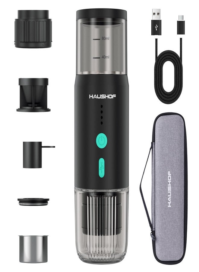HAUSHOF Portable Electric Espresso Machine, 20 Bar Fast Heat-Up Travel Coffee Maker, USB-C Rechargeable Compatible with Ground Coffee & NS Capsules, for Car, Camping, RV, Hiking & Office - Image 1