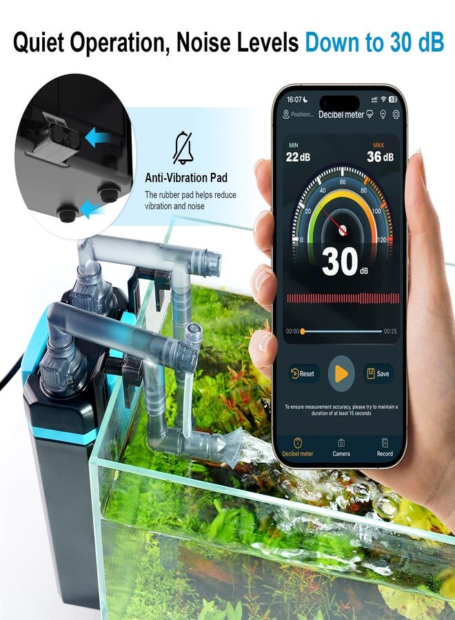 FZONE Aquarium Hang on Back Filter, 4 Stage HOB Filter for Mini and Nano Desktop Tanks, 106GPH Adjustable Flow, with Rainfall, Duckbill, Direct Flow outlets (S) - Image 4