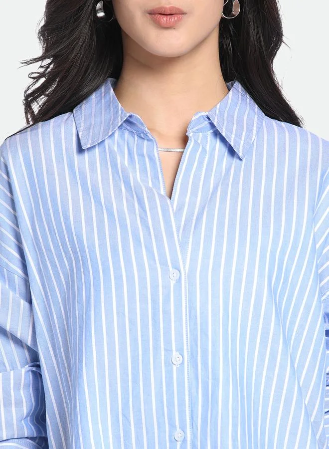 Dennis Lingo Striped Oversized Longline Shirt