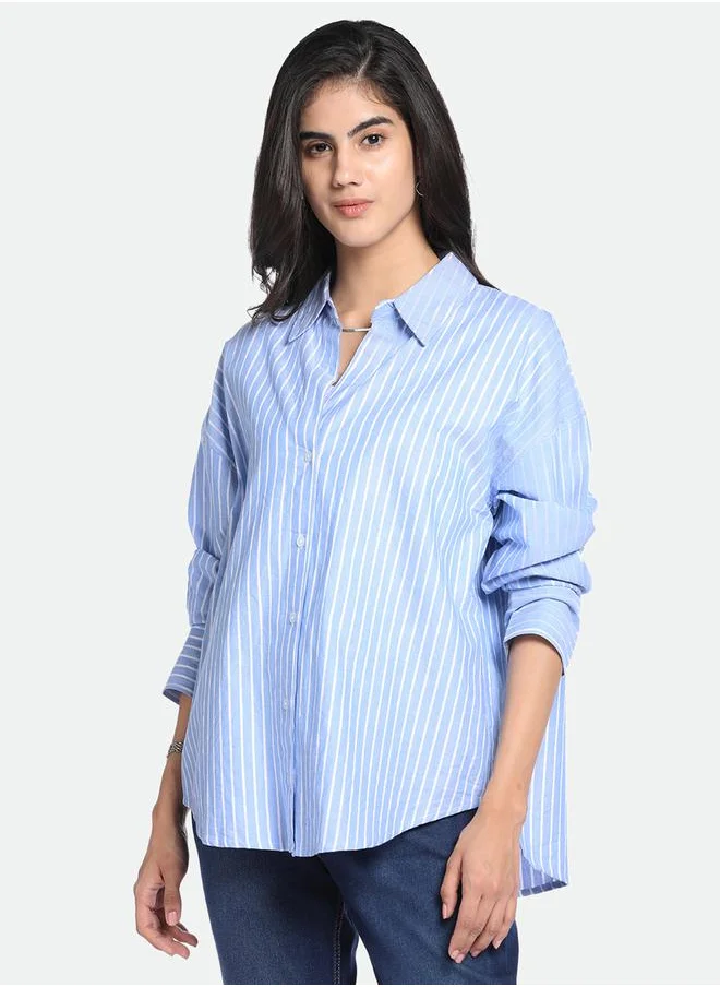 دينيس لينغو Striped Oversized Longline Shirt