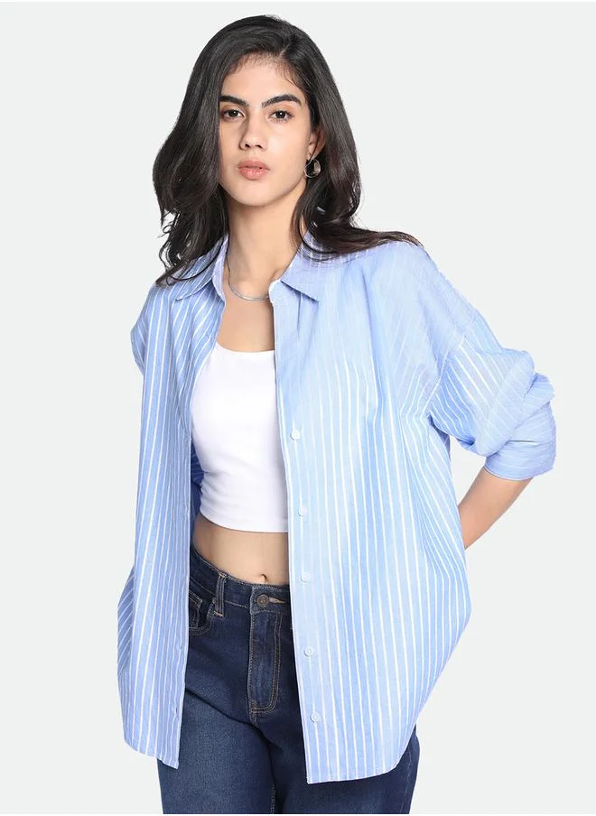 دينيس لينغو Striped Oversized Longline Shirt