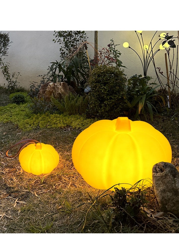 Generic Solar Pumpkin Statue Outdoor Garden Glowing Pumpkin Decoration Resin Pumpkin Fall Christmas Halloween Thanksgiving Gifts Outdoor Decoration Suitable for Porch Terrace, Patio, Lawn  - Image 2