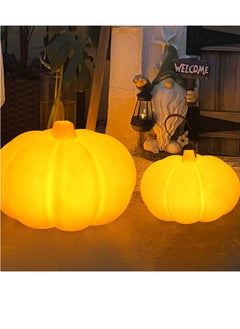 Generic Solar Pumpkin Statue Outdoor Garden Glowing Pumpkin Decoration Resin Pumpkin Fall Christmas Halloween Thanksgiving Gifts Outdoor Decoration Suitable for Porch Terrace, Patio, Lawn  - Image 4