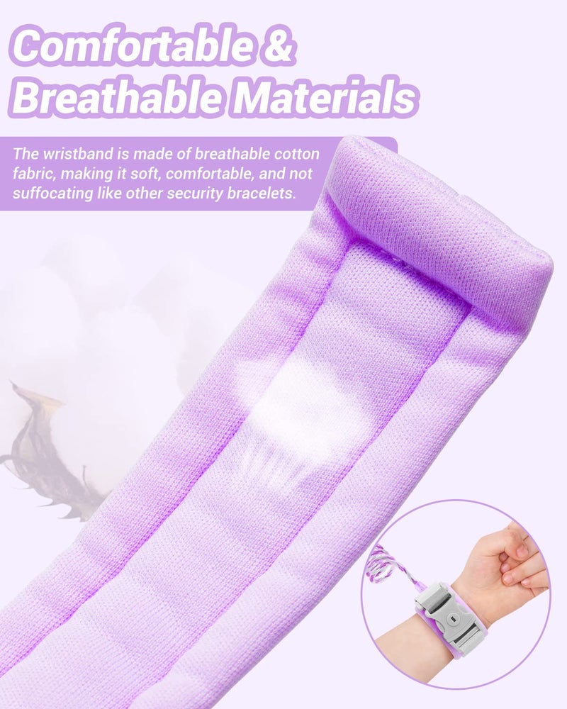 Dr.meter Anti Lost Wrist Link, 2 Pack Toddler Safety Leash with Key Lock, Reflective Child Walking Harness - Dual 8.2ft Length Pink & Purple Kids Leash for Outdoor, Kids Travel Essencials - Image 2