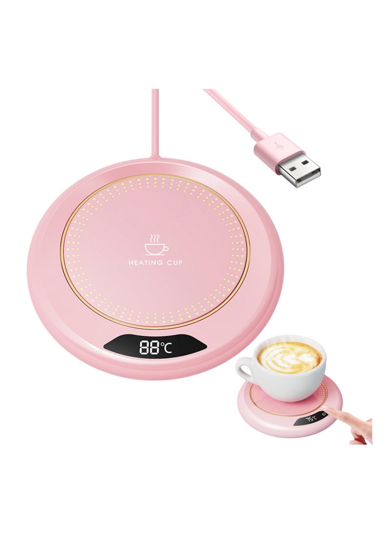 SYOSI أداة تسخين أكواب القهوة للمكتب، أداة تسخين القهوة الذكية مع 3 إعدادات درجة حرارة، أداة تسخين أكواب القهوة للمكتب، أداة تسخين القهوة للمكتب بإيقاف تلقائي، أداة تسخين الأكواب الذكية، أداة تسخين الأكواب للقهوة (وردي) - Image 1