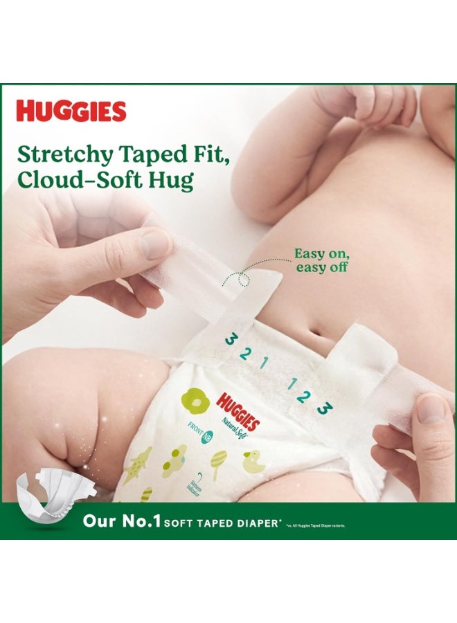 Huggies Natural Soft Premium Tape Diapers Newborn/Extra Small (NB) Size, 0- 5 kgs,32*2Count | Our No.1 Soft Taped Diaper with Cloud Soft Bed, designed for Newborns with Runny Poo Absorption - Image 1