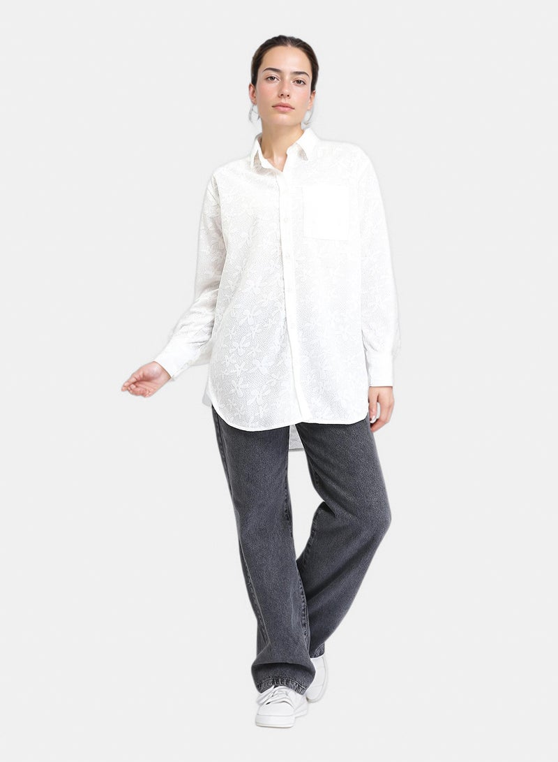 RAVIN Women R206078-Long Sleeve Cotton Floral Shirt - Image 5