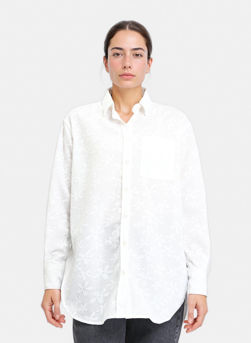 RAVIN Women R206078-Long Sleeve Cotton Floral Shirt - Image 1