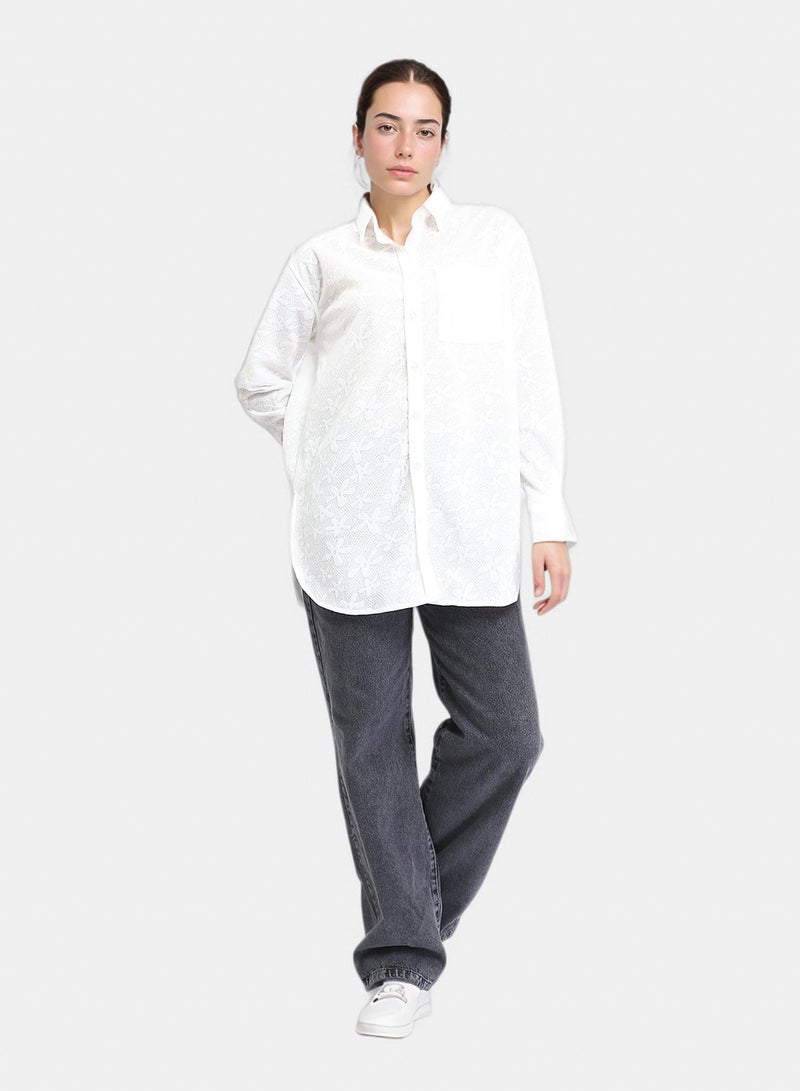 RAVIN Women R206078-Long Sleeve Cotton Floral Shirt - Image 4
