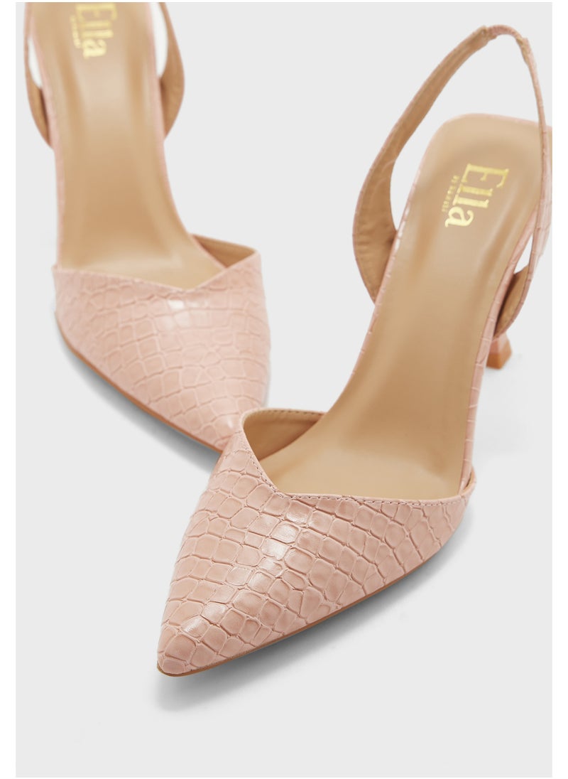 ELLA - V Detail Pointed Slingback Pump - Image 1