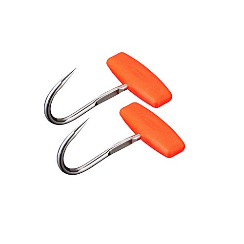 LGEGE 2 PCS Stainless Steel T Hooks with Orange Hook Plug,T-Handle Meat Boning Hook for Kitchen Butcher Shop Restaurant Tool (2xPlastic Orange Handle) - Image 2