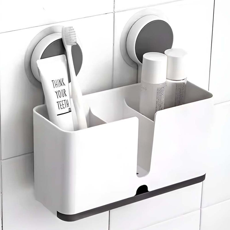 XBEY Plastic SelfAdhesive Bathroom Shelf for Wall Self Adhesive Magic Sticker Toothbrush Holder Wall Mounted for Bathroom Organizer for Electric Toothbrushes Toothpaste Shaver - Image 1